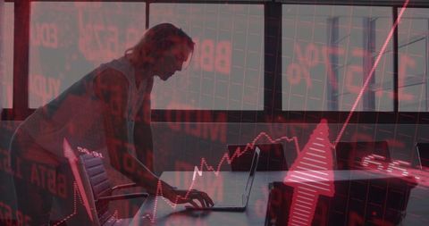 Businesswoman Analyzing Financial Trends with Digital Graph