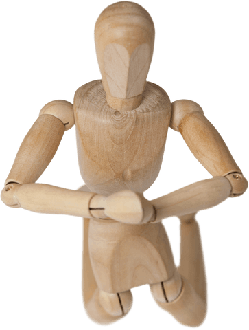 Transparent Wooden Figure Kneeling with Joined Hands