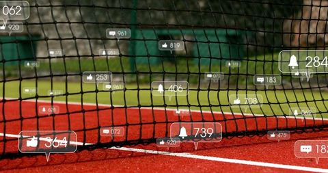 Tennis court social media engagement concept