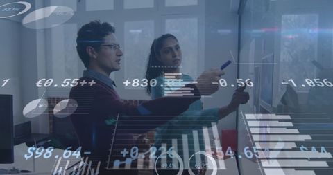 Business Professionals Analyzing Financial Data Projection