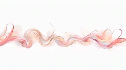 Flowing Pastel Ribbon Animation: Soft Translucent Swirls Drifting Across White Space