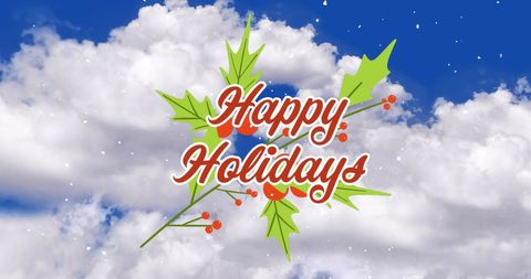 Holiday Greeting Card with Festive Text in Sky - Download Free Stock Images Pikwizard.com