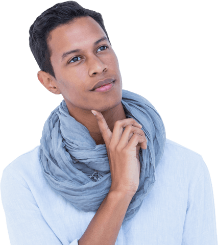Transparent Thoughtful Young Man with Hand on Chin - Download Free Stock Videos Pikwizard.com