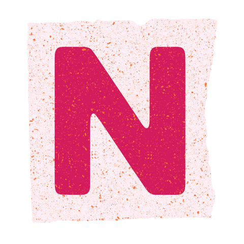 Stylized magenta n on torn paper with transparent background