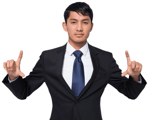 Serious Asian Businessman Pointing on Transparent Background - Download Free Stock Videos Pikwizard.com
