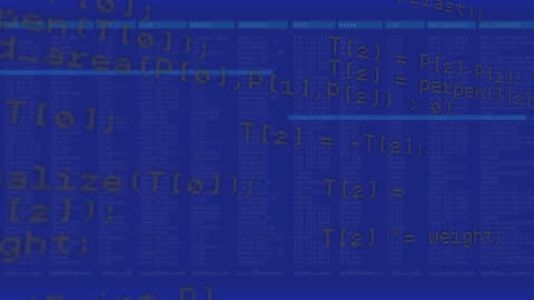 Data Processing in Digital Interface Over Blue Background
