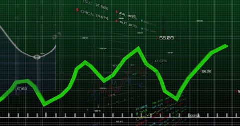 Rising graph over digital grid reflects positive stock market trends
