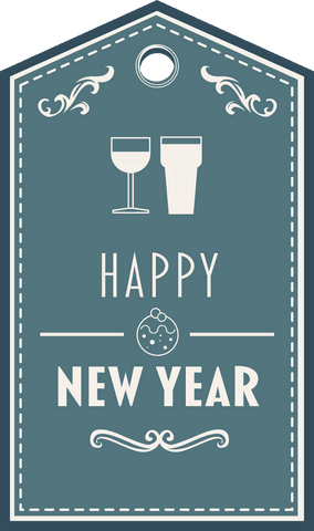 Elegant blue happy new year tag with transparent design