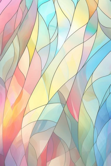 Abstract Pastel Stained Glass Pattern with Wavy Lines - Download Free Stock Images Pikwizard.com