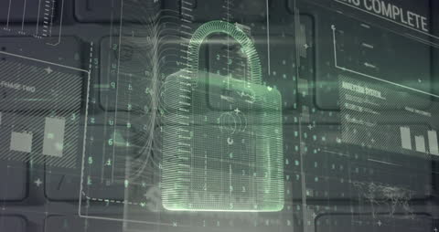 Futuristic Digital Padlock and Data Security Concept