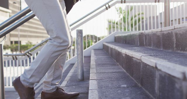 Businessman Walking Up Stairs Preparing for Success - Download Free Stock Images Pikwizard.com