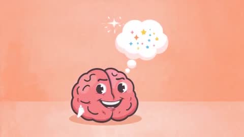 Cartoon Brain with Thought Bubble Illustrating Creativity
