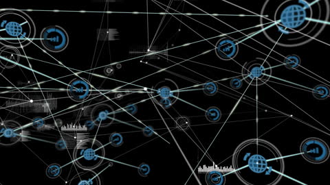 Digital Network Connections with Futuristic Interface Icons