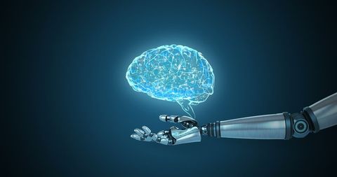 Robotic Hand Presenting Digital Human Brain Wireframe - Download Free Stock Images Pikwizard.com