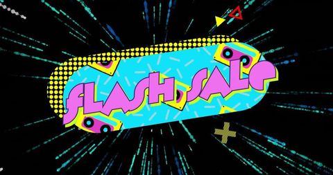 Vibrant neon flash sale banner with futuristic design