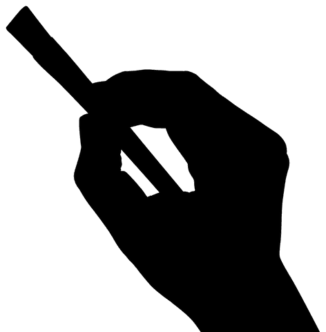 Silhouette of hand holding paintbrush on transparent background