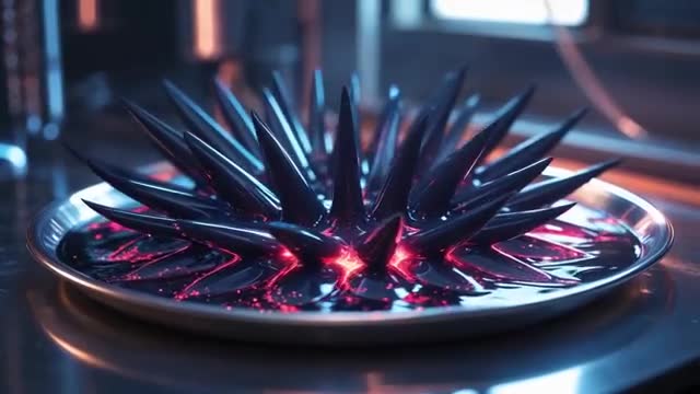 Ferrofluid Spikes Reacting to Magnetic Fields on Metallic Surface