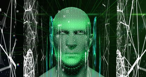 Digital Human Head with Data Particles and Neon Glow - Download Free Stock Images Pikwizard.com
