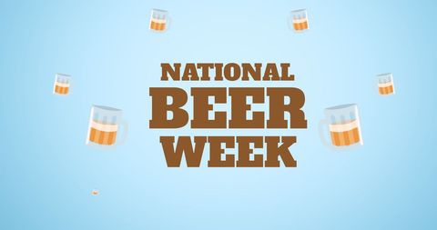 National beer week celebration around floating beer mugs