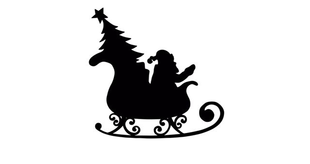 Santa Claus Riding Sleigh with Christmas Tree Silhouette - Download Free Stock Images Pikwizard.com