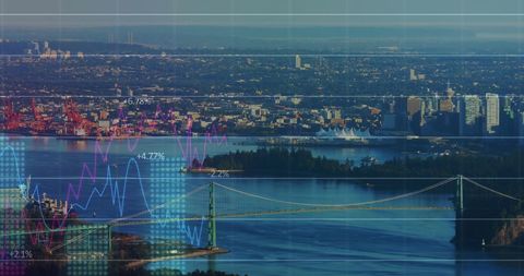 digital data overlaid on urban cityscape illustrating financial growth - Download Free Stock Images Pikwizard.com
