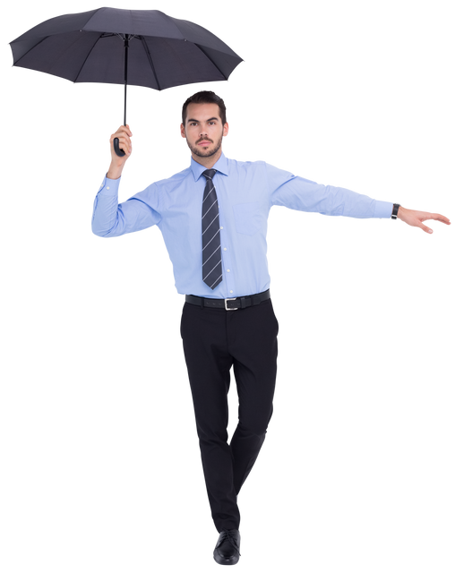 Transparent Businessman Balancing with Umbrella - Download Free Stock Videos Pikwizard.com