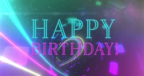 Digital Birthday Greeting with Futuristic Neon Lights - Download Free Stock Images Pikwizard.com