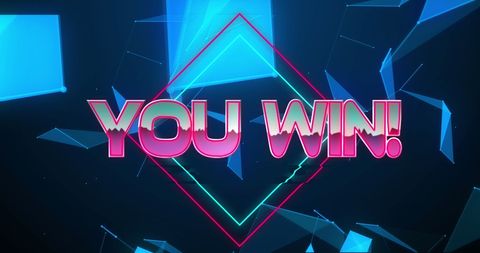 Neon You Win Message with Abstract Background