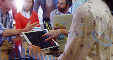 Business Team Analyzing Digital Interface and Global Connections