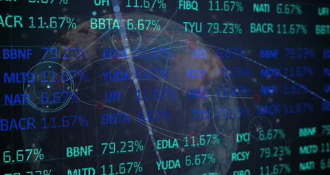 Digital Stock Market Display Overlapping Global Connections
