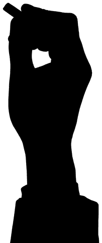 Hand Holding Chalk Vector Silhouette Transparent Background