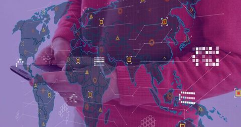 Tapping Smartphone with Augmented World Map Overlay Connecting Global Networks