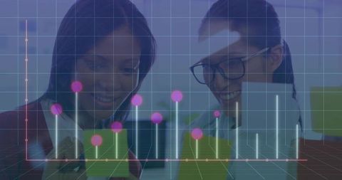 Team collaboration with data visualization in modern office