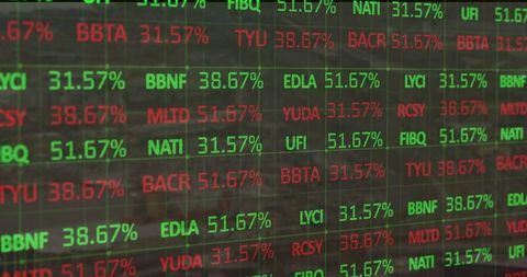 Stock Market Ticker Panel Showing Fluctuating Percentage Changes