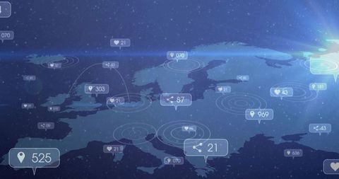 Digital Connectivity on European Map Over Cosmic Background