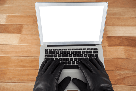 transparent hands in black gloves typing on laptop keyboard - Download Free Stock Videos Pikwizard.com
