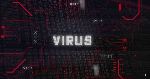 Binary Code Depiction with Virus Warning and Circuit Design - Download Free Stock Images Pikwizard.com