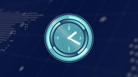 Animated Clock Overlay on Digital Business Background
