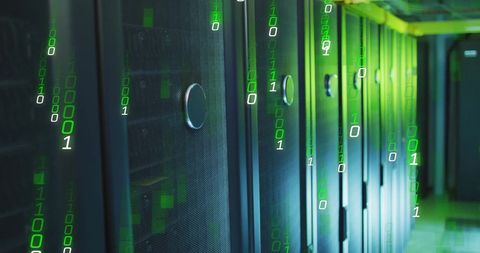 Digital Binary Code Flows Through Computer Servers - Download Free Stock Images Pikwizard.com
