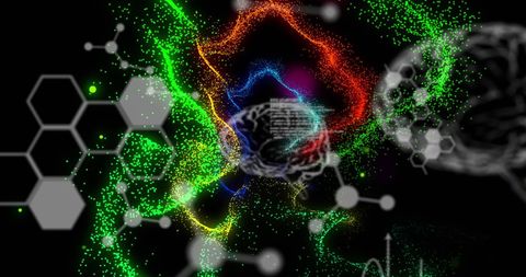 colorful neural data visualization waves on dark background - Download Free Stock Images Pikwizard.com