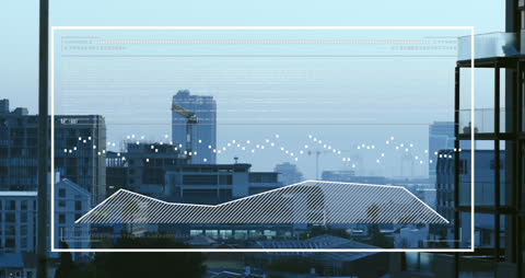 Data Processing Visualization Over Cityscape