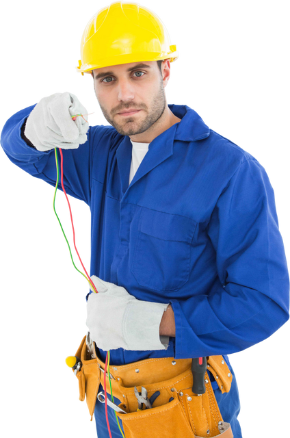 Transparent Image of Engineer Holding Electrical Cables in Safety Gear - Download Free Stock Videos Pikwizard.com