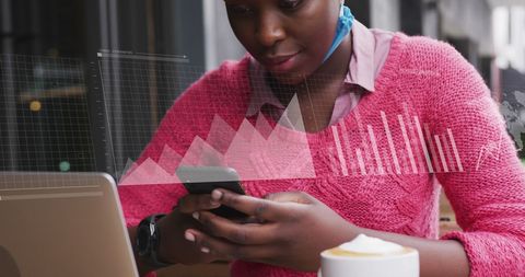 Financial analysis and data on smartphone screen