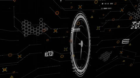 Futuristic Digital Interface with Complex Graphics