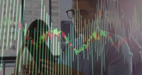 Young Professional Analyzing Financial Chart Data on Smartphone