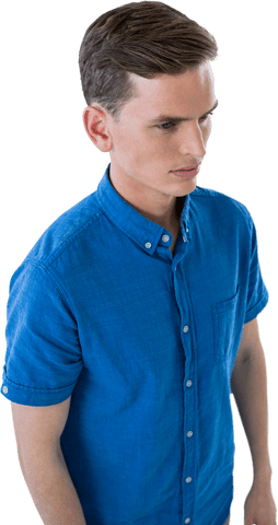 Transparent Image of Young Man in Blue Shirt Thinking Deeply - Download Free Stock Videos Pikwizard.com