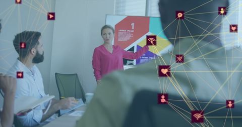 businesswoman presenting success metrics in modern office - Download Free Stock Images Pikwizard.com