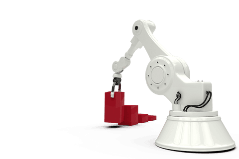 transparent robot arm arranging red blocks into bar graph - Download Free Stock Videos Pikwizard.com