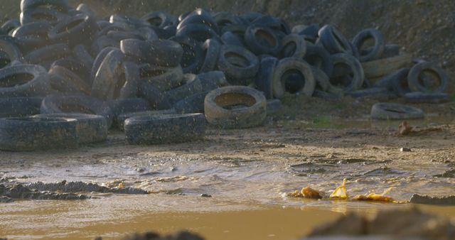 Pile of Worn Out Tires in Muddy Landfill - Download Free Stock Images Pikwizard.com