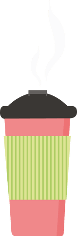 Steaming coffee cup symbol on transparent background